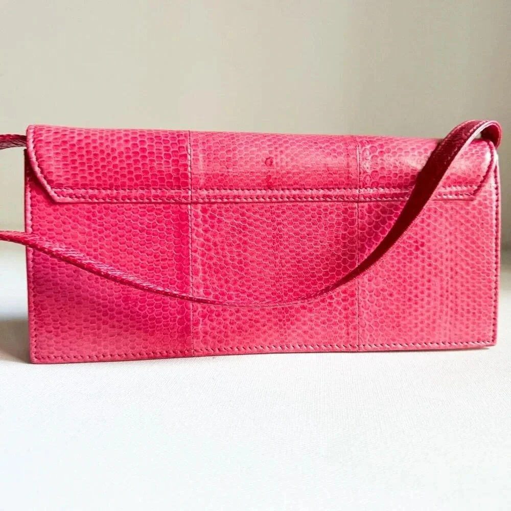 Vintage Barbie Pink Texyured Leather Convertible Shoulder Clucth